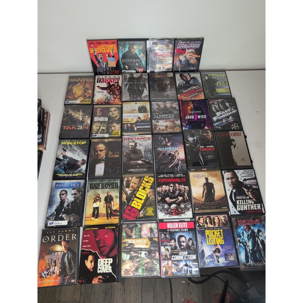 Mixed Lot Of 34 Action DVDs Fast Furious Tak3n Departed Scarface Gladiator More